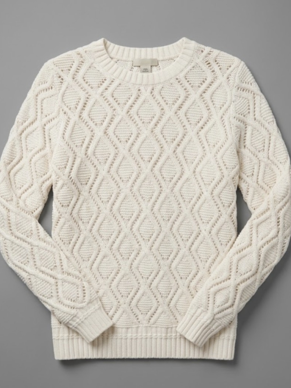 LOFT open-work diamond stitch knit sweater